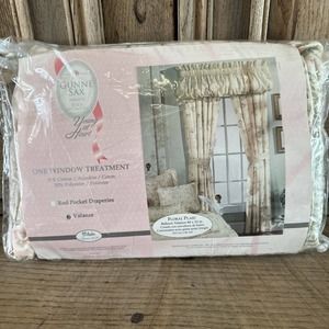 Vtg Gunne Sax Window Valance Floral Plaid Balloon Style 90s Roses Ruffles NOS